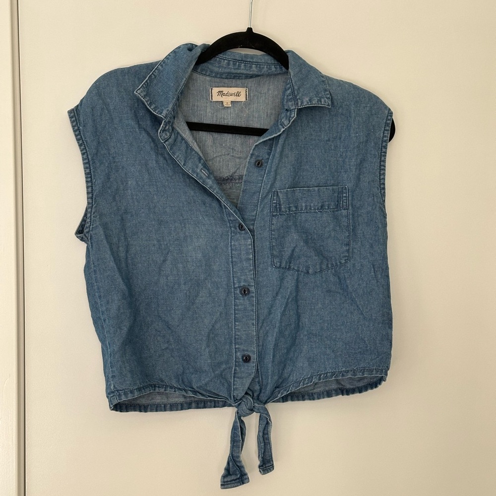 Madewell Jean Crop Tank with tie, size S